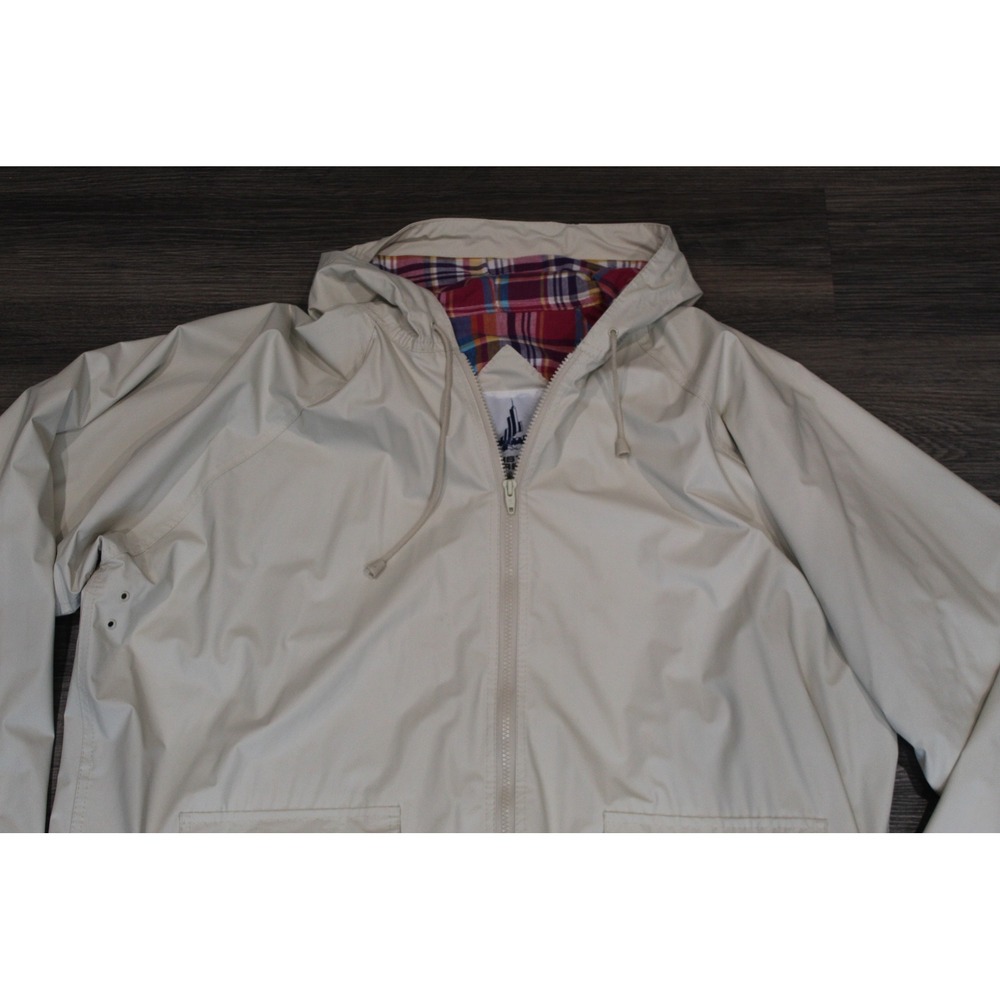 Misty Harbor Original 2X Beige Hooded Rain‎ Jacket Plaid Lined Coat